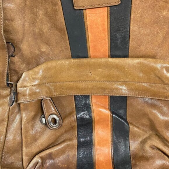 Genuine Coach Men's Patch Brown Black Leather Backpack - Picture 3 of 8